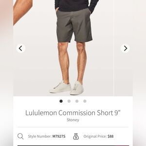 🍋Men’s Lululemon Commission Short 9” size 28 gray🍋